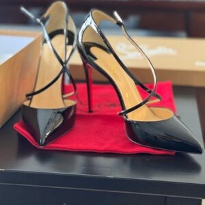 Christian Louboutin CROSS BLAKE 100 black patent leather pumps 38.5